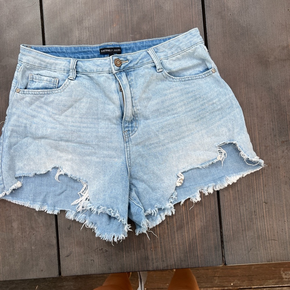Sincerely Jules Light Blue Frayed Jean‎ Shorts